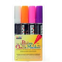 Marvy Uchida Bistro Chalk Sets Broad Point White, Fl. Violet, Fl. Orange, Fl. Pink [Pack Of 2] 2PK-480-4B White